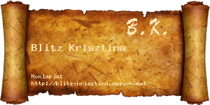 Blitz Krisztina névjegykártya